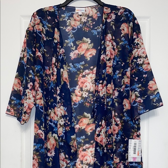 LuLaRoe Sweaters - NWT Lularoe M navy blue floral Shirley kimono